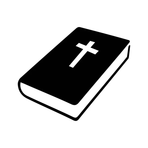 Biblia Ikon Keresztény Kereszt Ikon Fekete Vallásos Könyv Vektor Illusztráció — Stock Vector