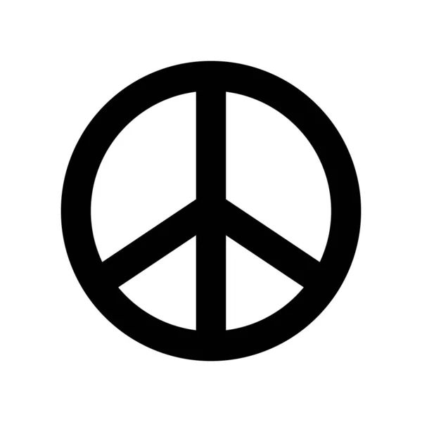 Vredessymbool Zwarte Vrede Symbool Witte Achtergrond Vector Illustratie Conceptueel Pictogram — Stockvector