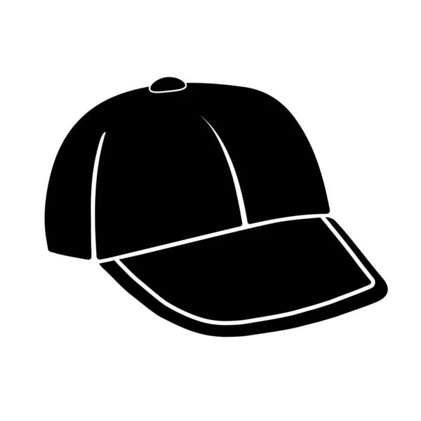 Значок Бейсбольной Кепки Черный Значок Бейсболки Белом Фоне Векторная Иллюстрация — стоковый вектор