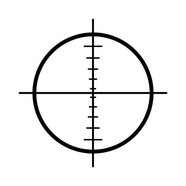 Hedef simgesi. Siyah hedef simgesi beyaz arkaplanda. Vektör çizimi. Doğrusal hedef simgesi