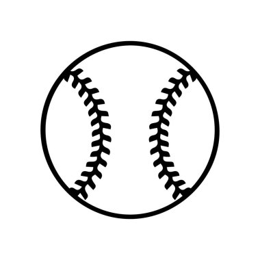 Beyzbol topu ikonu. Beyaz arka planda siyah beyzbol topu tabelası. Vektör illüstrasyonu