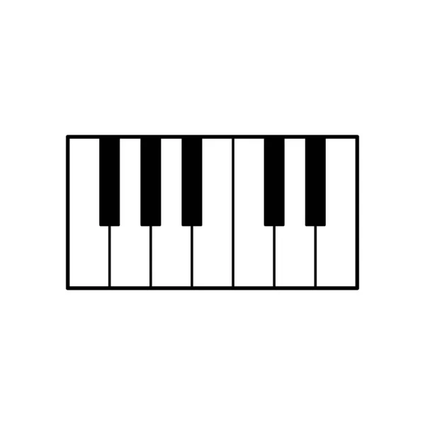 Pianoikonen Svart Piano Logotyp Vit Bakgrund Vektorillustration — Stock vektor