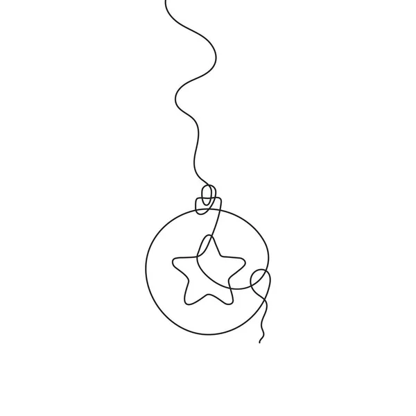Frohe Weihnachten Dekoration Element Linienkunst Kontinuierliche Einzeilige Kunst Der Weihnachtskugel — Stockvektor