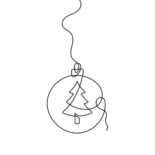 Frohe Weihnachten Dekoration Element Linienkunst Kontinuierliche Einzeilige Kunst Der Weihnachtskugel — Stockvektor