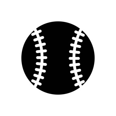 Beyzbol topu ikonu. Beyaz arka planda siyah beyzbol topu tabelası. Vektör illüstrasyonu