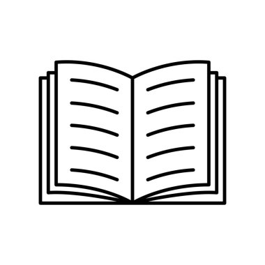 Kitap doğrusal simgesi. Eğitim konsepti. Kitap simgesi beyaz arkaplanda izole edildi. Vektör illüstrasyonu.