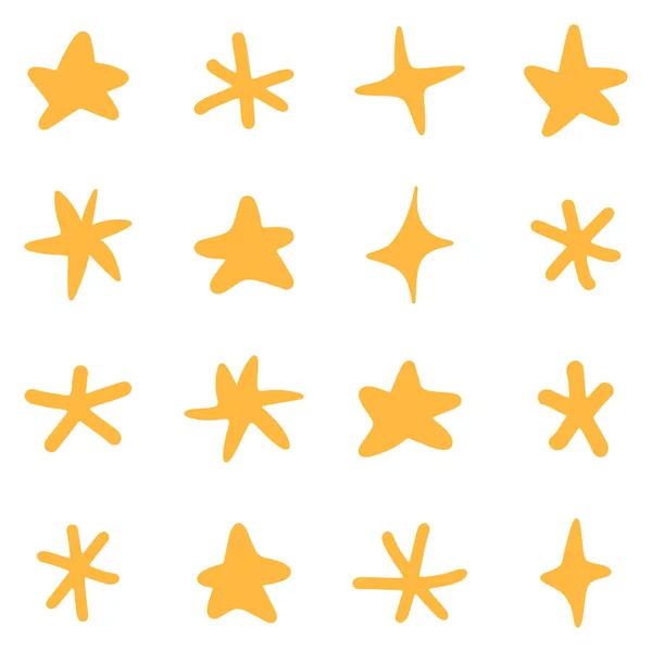 Ikona Hvězdy Sada Žlutých Ikon Hvězd Vektorová Ilustrace Různé Tvary — Stockový vektor