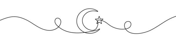Turkish Flag Continuous Line Drawing Style Line Art Moon Star — Stock Vector