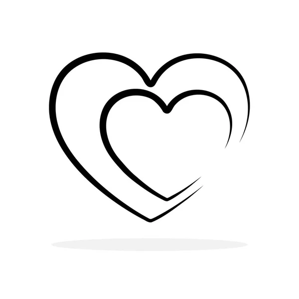 Icône Cardiaque Icône Coeur Linéaire Isolée Coeur Noir Forme Plat — Image vectorielle