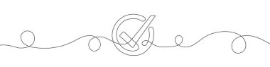 Check mark in continuous line drawing style. Line art of the approved symbol. Vector illustration. Abstract background clipart