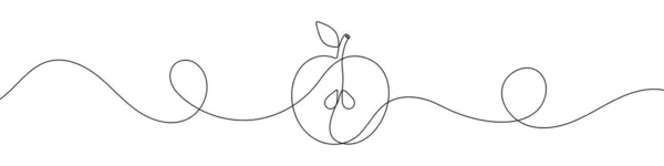 苹果签名为连续线条绘图风格 苹果图标的线条艺术 矢量图解 摘要背景 — 图库矢量图片