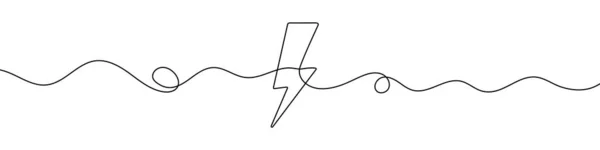 Blixtsymbol Kontinuerlig Linje Ritning Stil Linje Konst Blixtnedslag Ikon Vektorillustration — Stock vektor