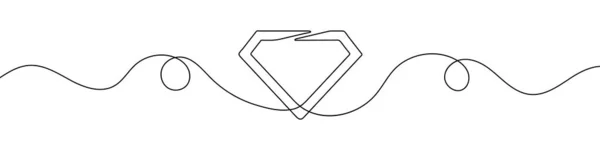 Diamant Symbol Stil Der Kontinuierlichen Linienzeichnung Linienkunst Der Edelstein Ikone — Stockvektor