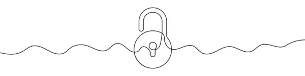 連続線画スタイルで南京錠のシンボル ロックアイコンのラインアート ベクトルイラスト 要旨の背景 — ストックベクタ