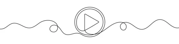 Играть Значок Непрерывном Стиле Рисования Линий Искусство Игры Кнопке Векторная — стоковый вектор