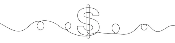 連続線画スタイルでドル記号 ドルのお金のシンボルのラインアート ベクトルイラスト 要旨の背景 — ストックベクタ
