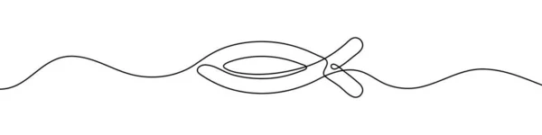 Ikon Ikan Kristen Dengan Gaya Menggambar Yang Berkesinambungan Garis Seni - Stok Vektor