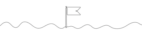 Icône Drapeau Dans Style Dessin Ligne Continue Art Linéaire Icône — Image vectorielle