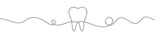 连续线条绘图风格的牙齿图标 牙齿图标的线条艺术 矢量图解 摘要背景 — 图库矢量图片