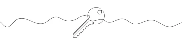 連続線画スタイルでのキーアイコン キーアイコンのラインアート ベクトルイラスト 要旨の背景 — ストックベクタ
