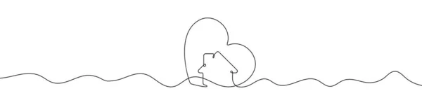 Любовь Домашнему Символу Стиле Непрерывного Рисования Искусство Сердца Хаусом Векторная — стоковый вектор