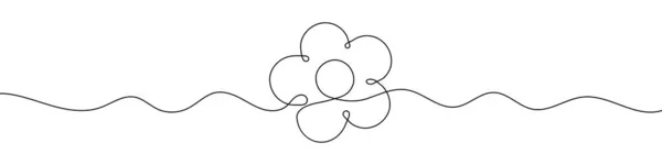 Безперервний Лінійний Малюнок Значка Квітки Тло Малювання Однієї Лінії Векторні — стоковий вектор