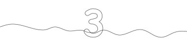 Devamlı çizim tarzında 3 numara. Üç numaranın çizimleri. Vektör çizimi. 3 numaralı soyut çizim