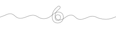 Devamlı çizgi çizme tarzında 6 numara. Altıncı satır sanatı. Vektör çizimi. 6 numaralı soyut çizim