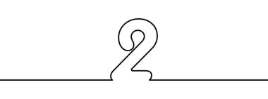 Devamlı çizim tarzında 2 numara. İki numaranın çizgileri. Vektör çizimi. 2 numaralı soyut çizim
