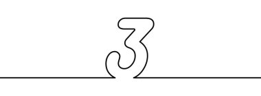 Devamlı çizim tarzında 3 numara. Üç numaranın çizimleri. Vektör çizimi. 3 numaralı soyut çizim