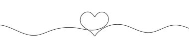 Sürekli bir kalp çizgisi. Kalp bir çizgi ikonu. Bir çizgi arkaplan çiziyor. Vektör çizimi. Kalp simgesi