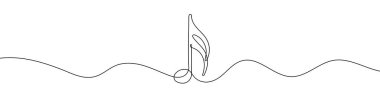Müzik notalarının kesintisiz çizimi. Müzik notası bir satır simgesi. Bir çizgi arkaplan çiziyor. Vektör çizimi. Müzik notası simgesi