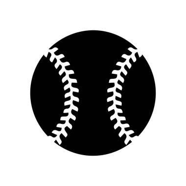 Beyzbol topu ikonu. Beyaz arka planda siyah beyzbol topu tabelası. Vektör illüstrasyonu