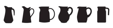 Jug icon. Set of jugs silhouettes isolated on white background. Water jug icon. Vector illustration
