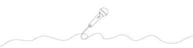 Continuous drawing of microphone. One line icon of microphone. One line drawing background. Vector illustration. Line art of microphone