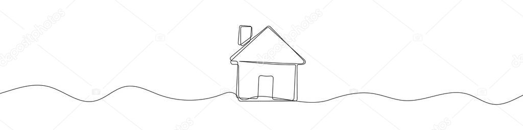 House one line background. One continuous line drawing of house icon. Vector illustration. House line icon.