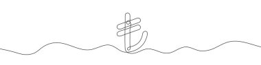 Continuous line drawing of Lira currency symbol. Line art of Turkish lira currency symbol. Vector illustration.