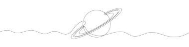 One continuous line drawing of planet. Saturn planet in one line drawing. One line drawing background. Vector illustration. Line art of planet
