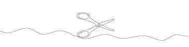 Continuous linear drawing of scissors. Single line drawing of scissors. Vector illustration. Line art of scissors