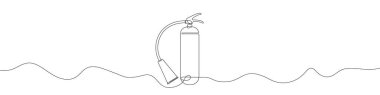Continuous linear drawing of a fire extinguisher. Single line drawing of a fire extinguisher. Vector illustration. Line art of fire extinguisher
