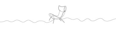 Continuous linear drawing of chair. Single line drawing of chair. Vector illustration. Line art of stool