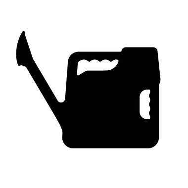 Su kutusu ikonu. Bahçe sulama tenekesinin siyah simgesi. Düz simge. Vektör illüstrasyonu.