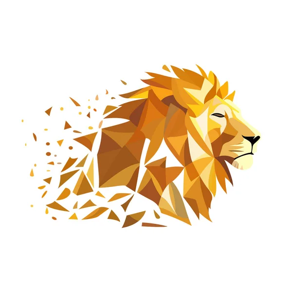 Diseño Del Logo Lion Cabeza León Polígono Colorido Abstracto Calma — Vector de stock