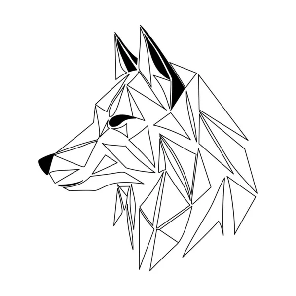 Logo Wolf Design Résumé Tête Loup Polygone Noir Calme Visage — Image vectorielle