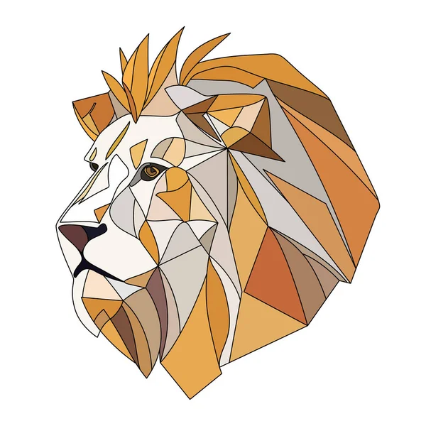 Aslan Logosu Tasarımı Soyut Renkli Çokgen Aslan Başı Sakin Aslan — Stok Vektör