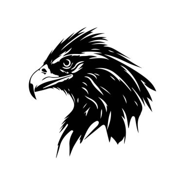 Kartal logosu tasarımı. Soyut kartal kafası. Kartal yüzü siyah amblem. Vektör illüstrasyonu