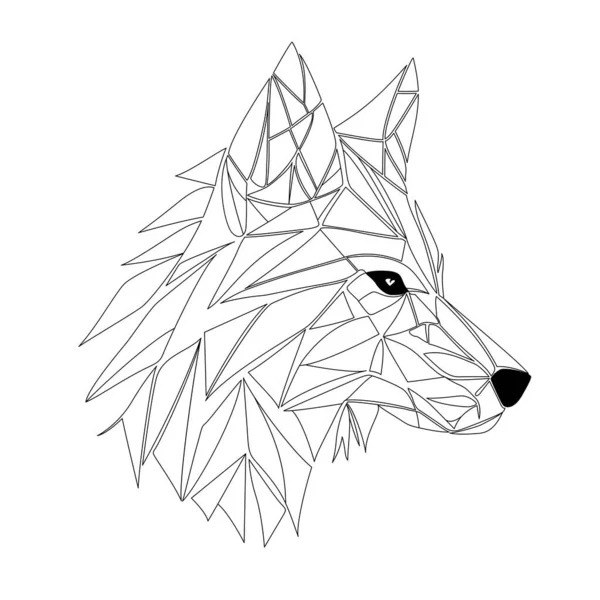 Logo Wolf Design Résumé Tête Loup Polygone Noir Calme Visage — Image vectorielle
