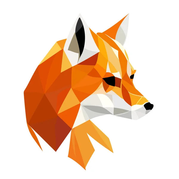 Conception Logo Fox Tête Renard Polygone Colorée Abstraite Calme Visage — Image vectorielle