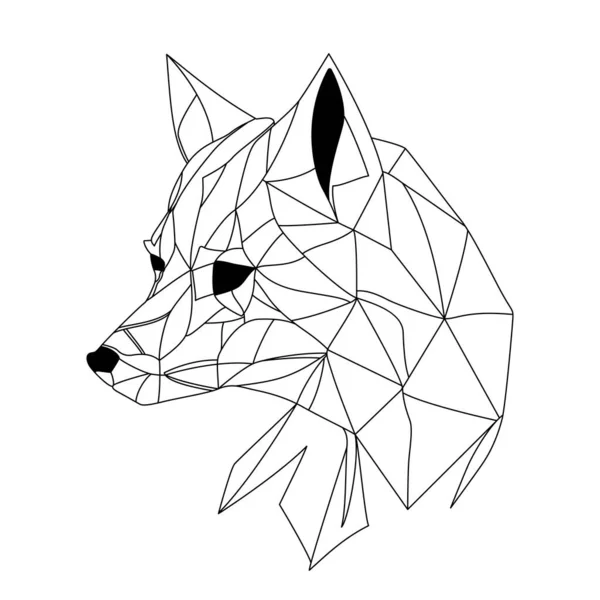 Projekt Logo Fox Abstrakcyjna Głowa Czarnego Wielokąta Spokojnie Lisico Ilustracja — Wektor stockowy