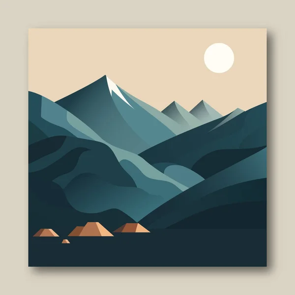 最小限の山の風景 山や森の創造的なイメージ 抽象的な自然芸術 ベクターイラスト — ストックベクタ